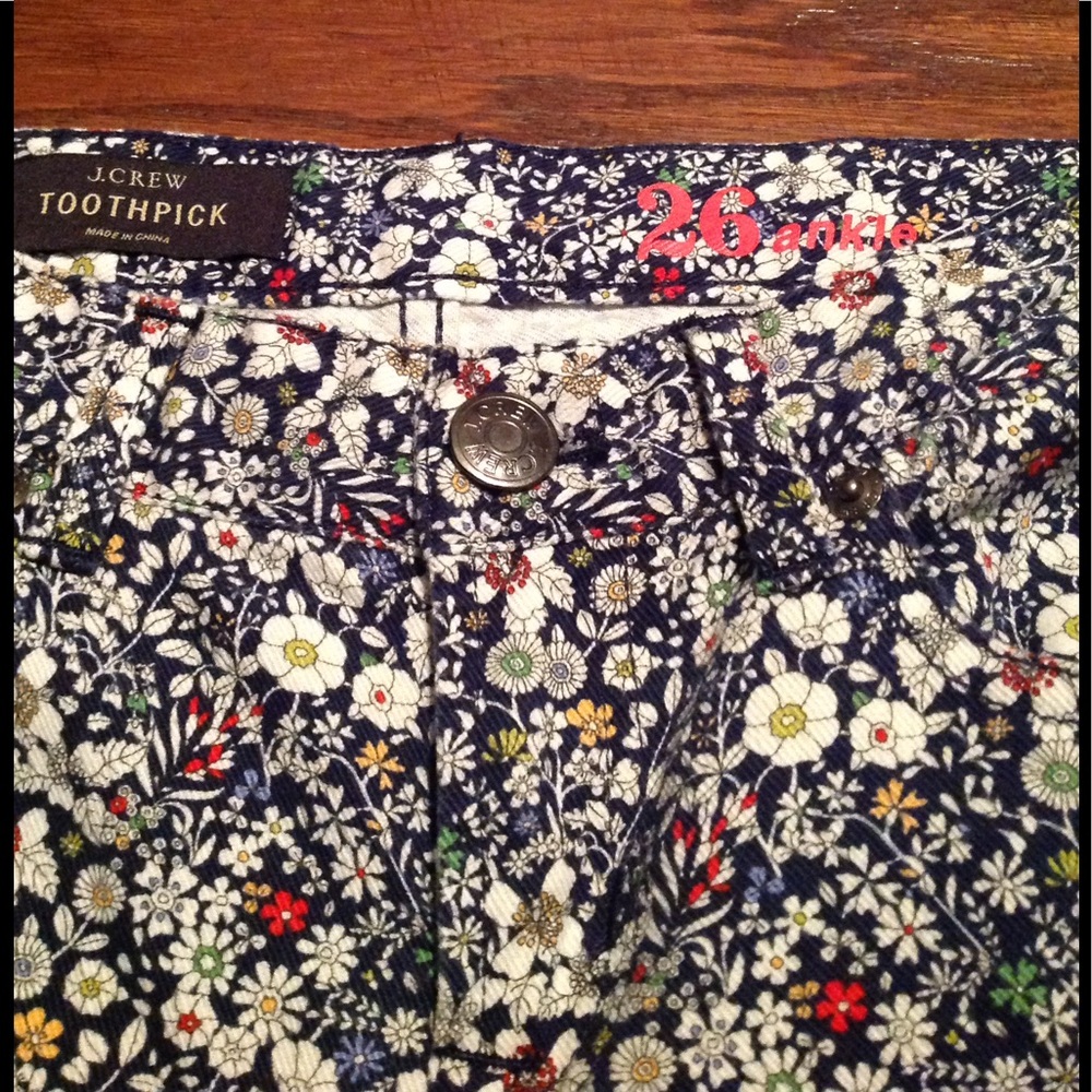 J. Crew Toothpick‎ Floral Skinny Jeans. 26 ankle - Picture 5 of 5